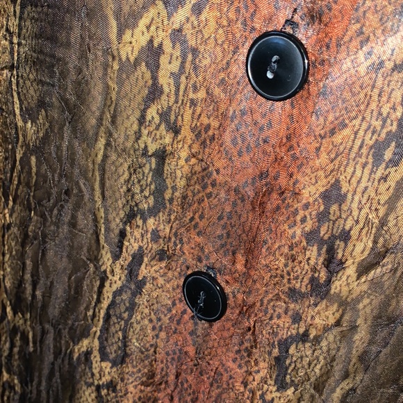 Vintage 80s Reptile snake print sheer chiffon sleeveless maxi VEST Shirt top S M - Picture 6 of 13